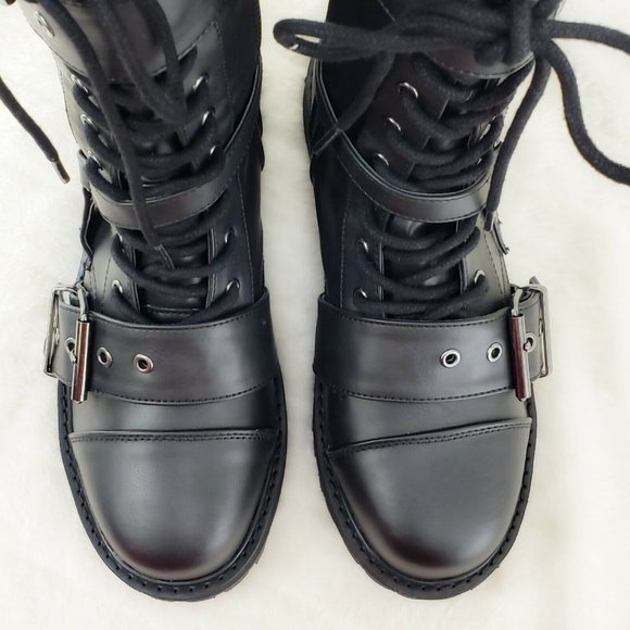 Valor Engineer Goth Combat Biker Ankle Boots Black Matte Men US Size - Picture 7 of 10